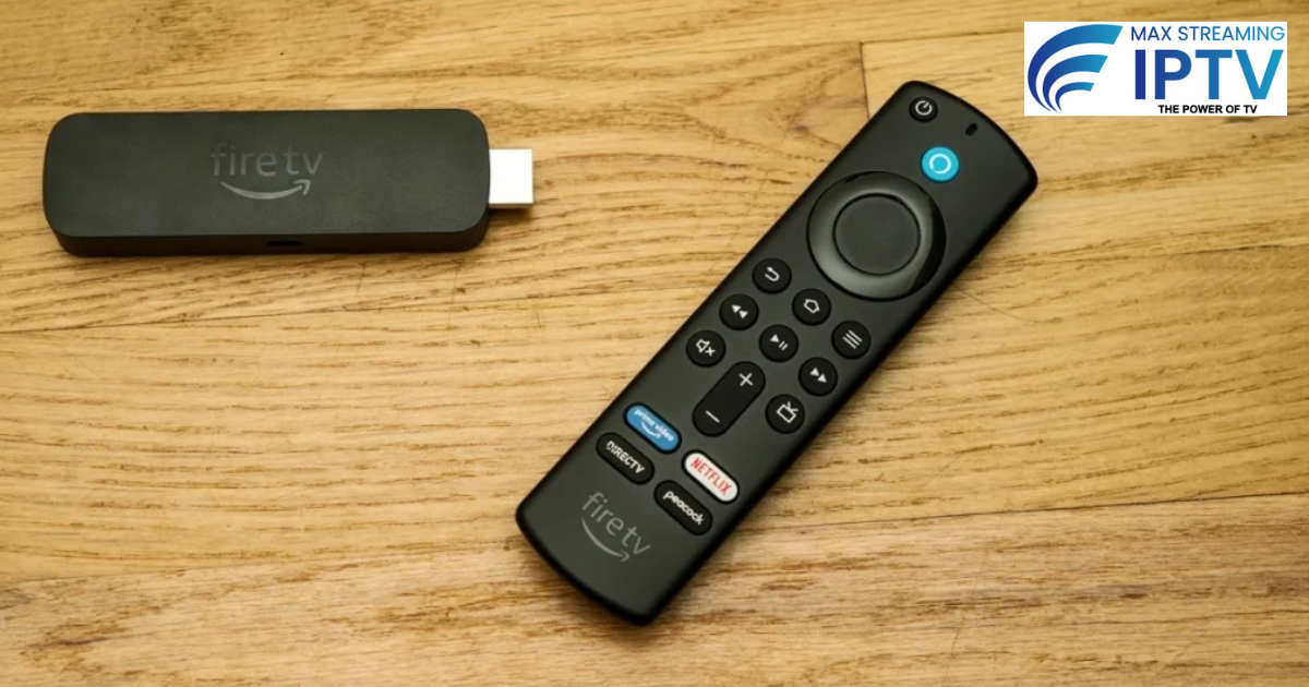 Amazon Firestick 4K with remote on wooden table