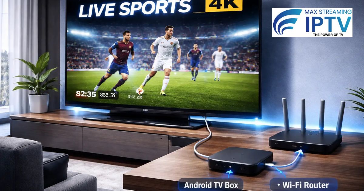 Happy group of friends enjoying live sports streaming safely on television