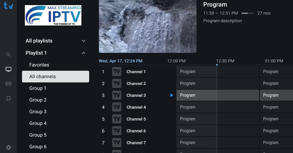 TiviMate IPTV player app interface on TV screen