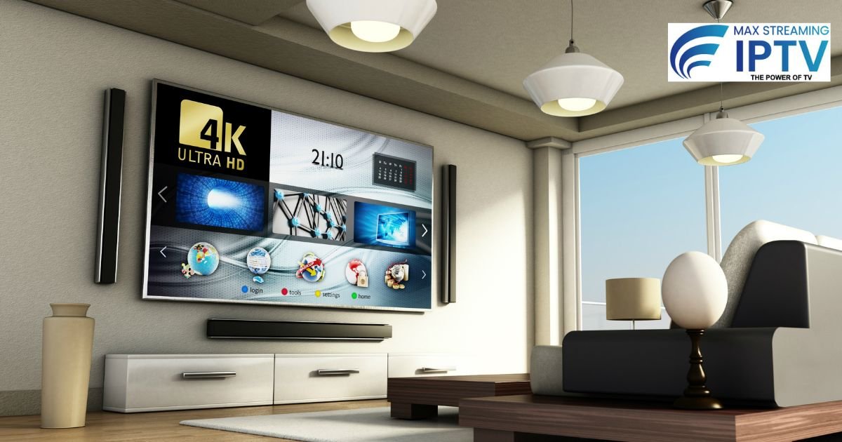 Modern living room with 4K TV streaming setup