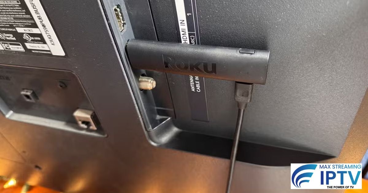 Roku Streaming Stick 4K plugged into TV