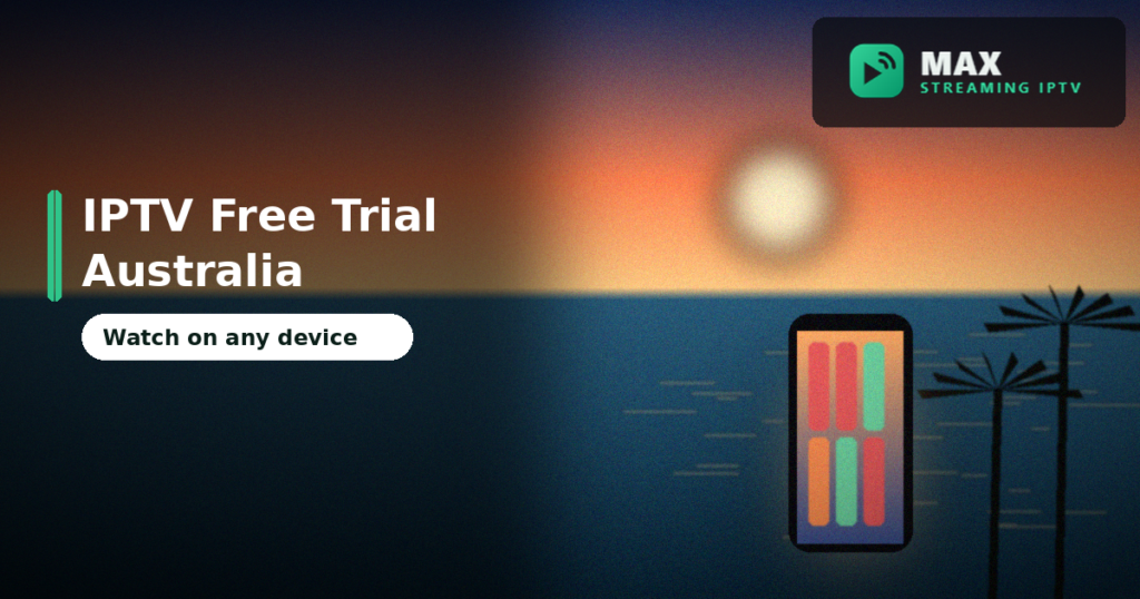 IPTV free trial Australia on a phone at a sunset beach